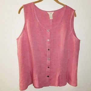 j.jill 100% Linen Berry Sleeveless Button Down Top